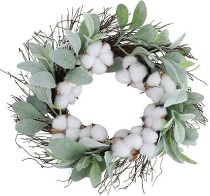 Cotton Boll and Twig Wreath